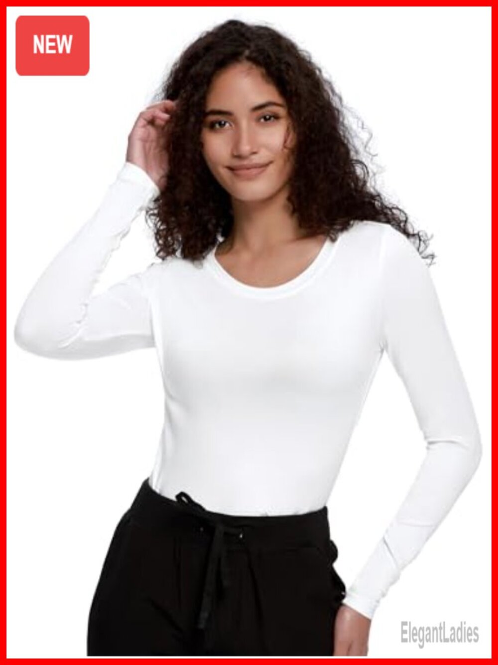 COZYFIT Women's Long Sleeve Underscrub Crew Neck Slim Fit Medical Scrub Top